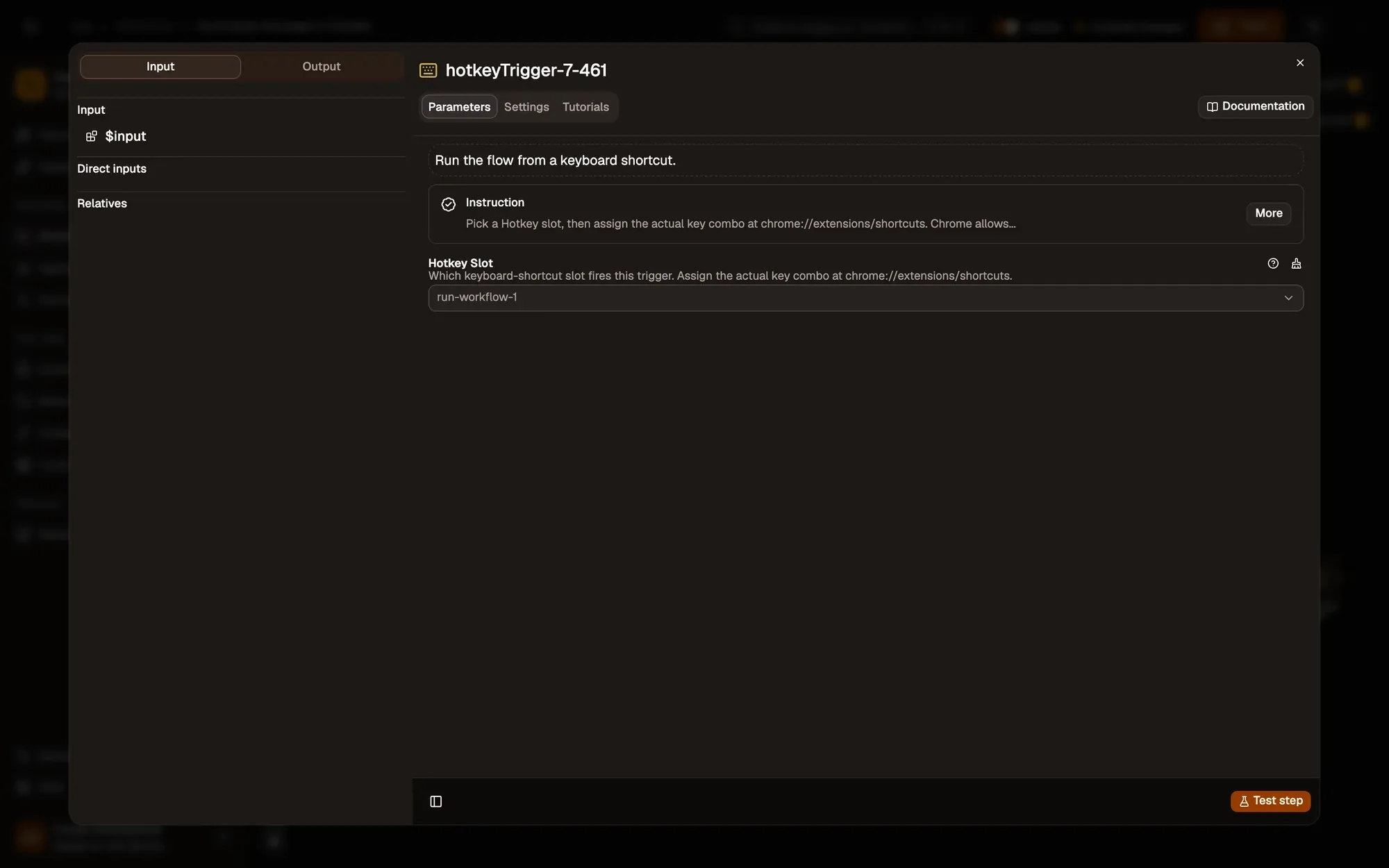 Step 2, close-up of the app: Hotkey Slot, set to the first slot, outlined.