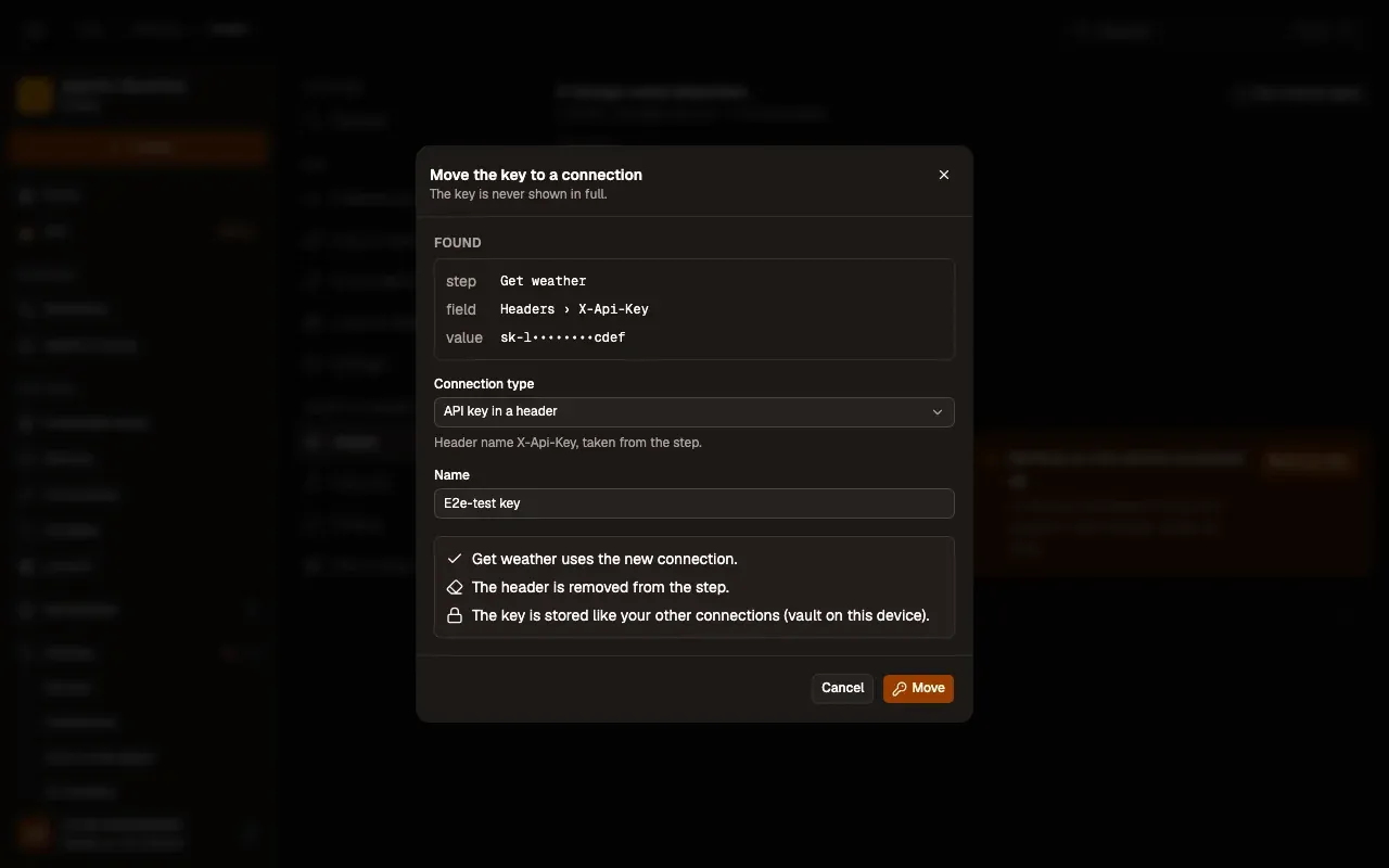 Step 2, close-up of the app: Move, outlined.