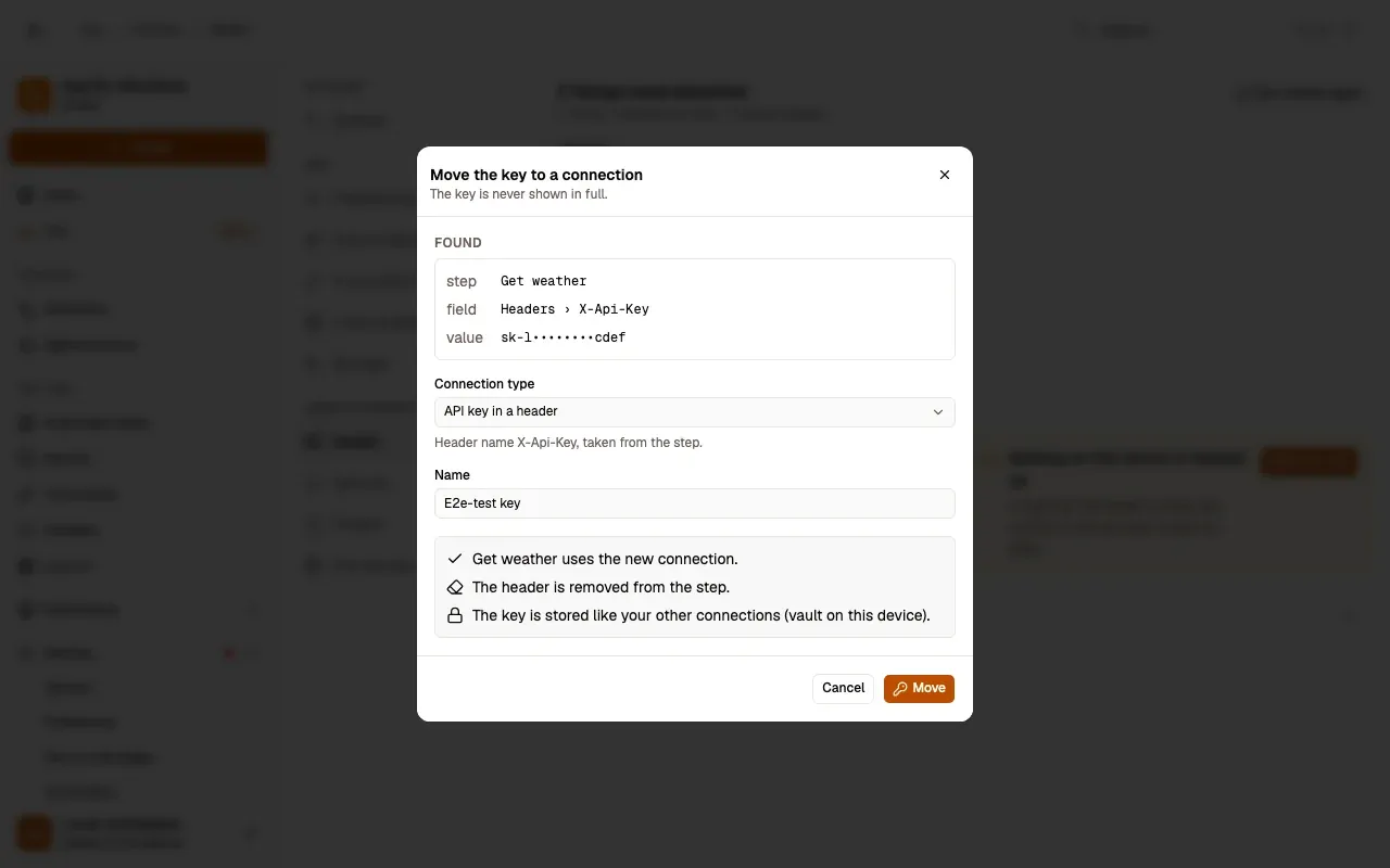 Step 2, close-up of the app: Move, outlined.