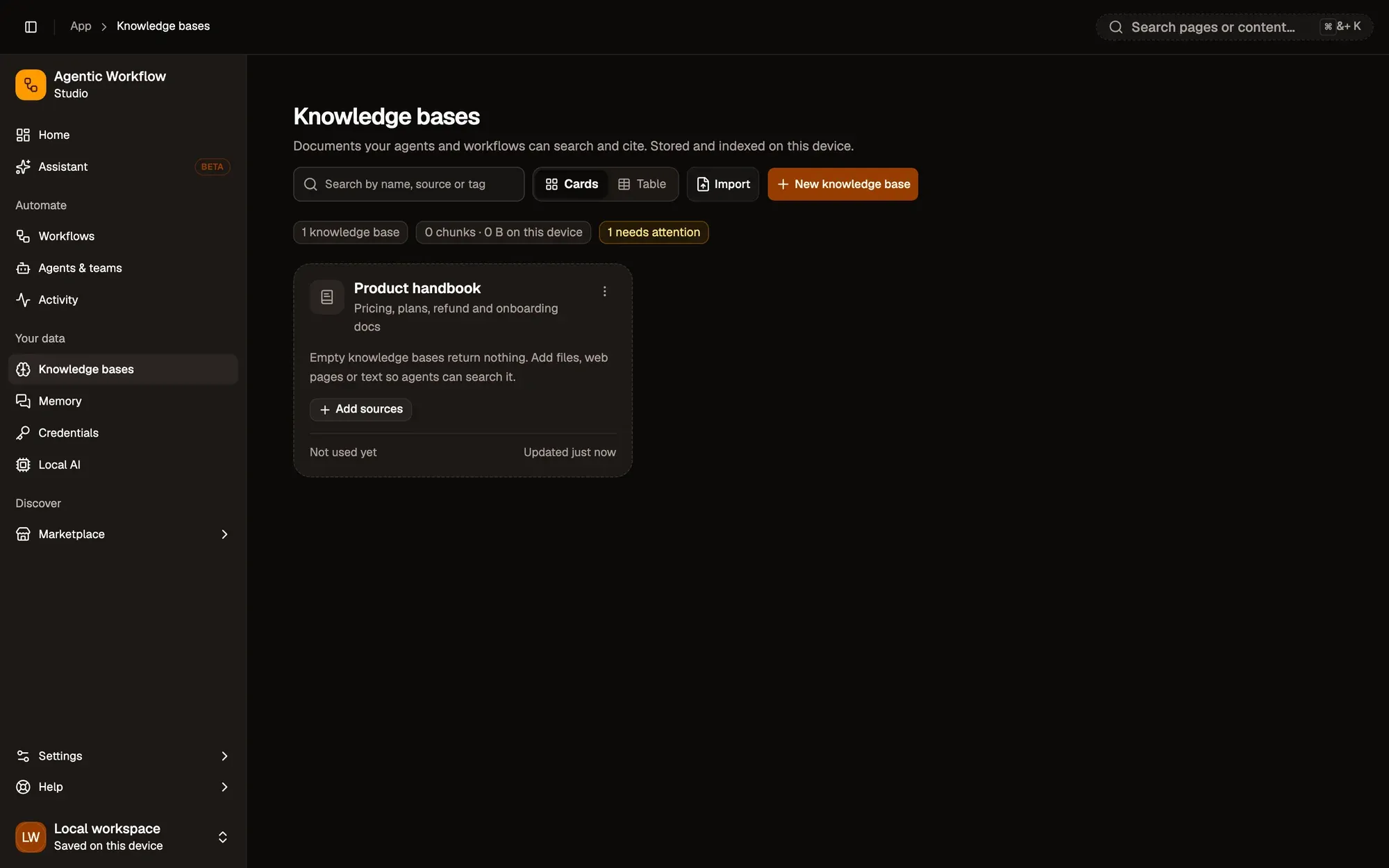 Step 1, close-up of the app: Import, outlined.