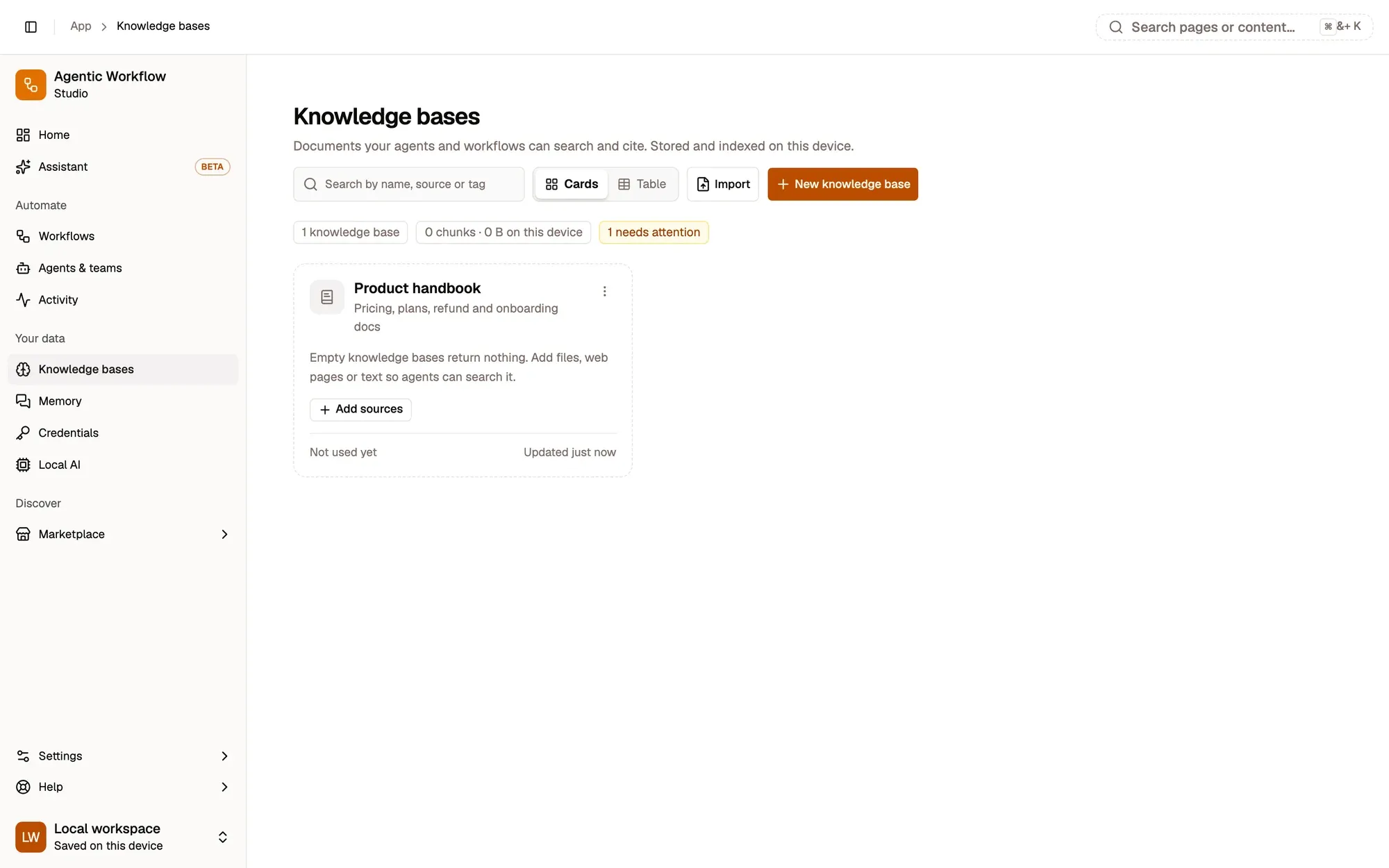 Step 1, close-up of the app: Import, outlined.