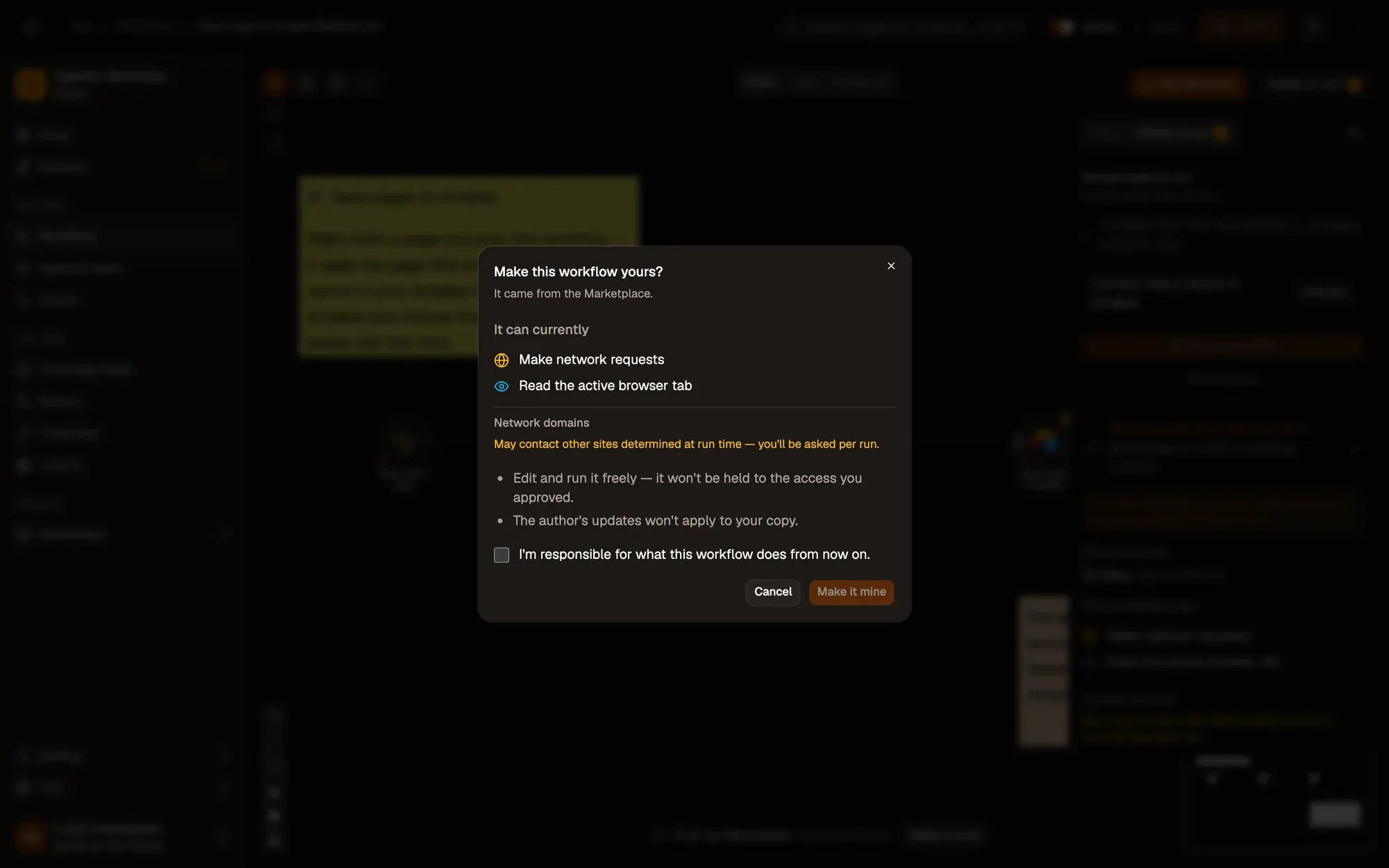 Step 1, close-up of the app: Make it mine, outlined.