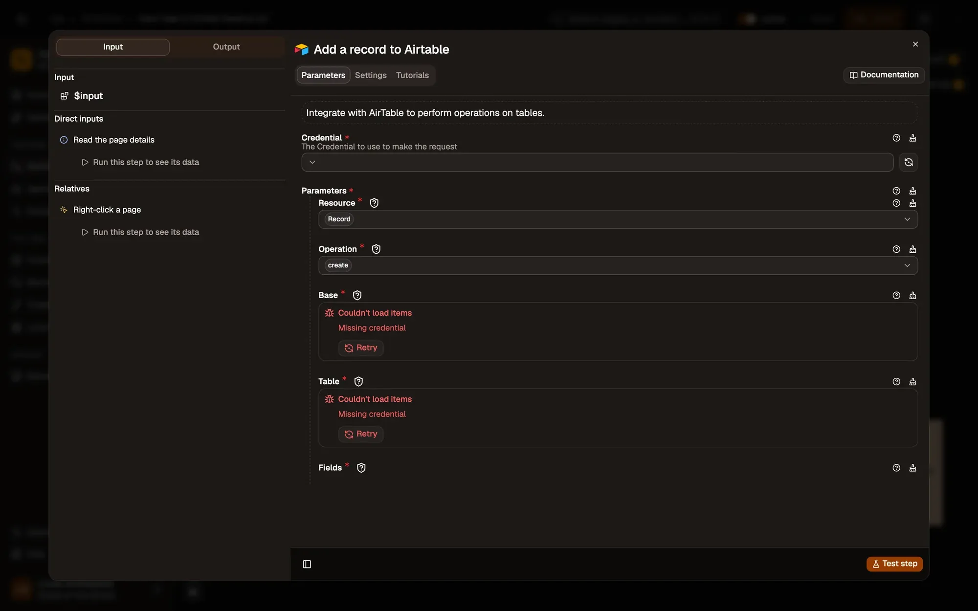 Step 3, close-up of the app: The Base field, outlined.