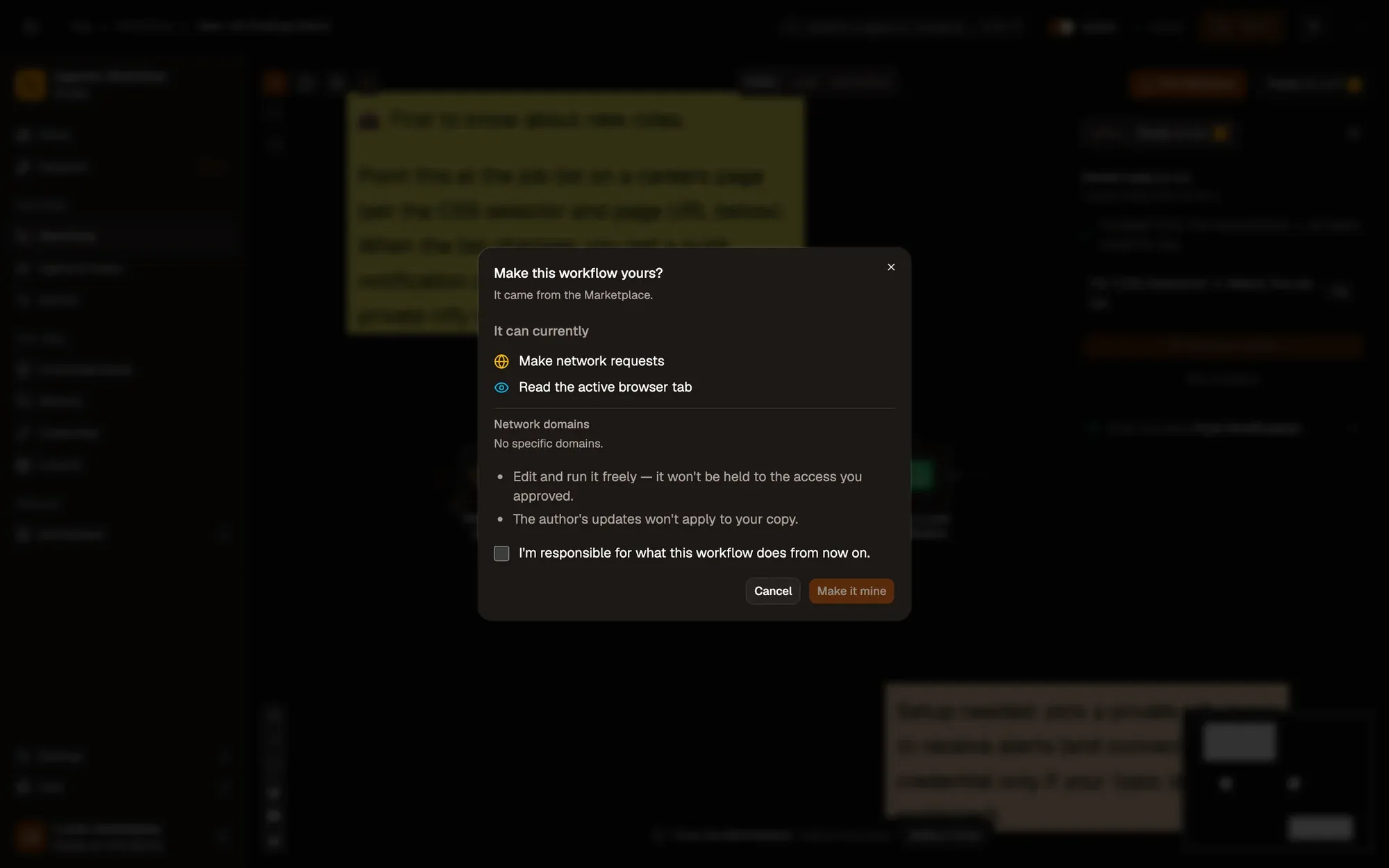 Step 1, close-up of the app: Make it mine, outlined.
