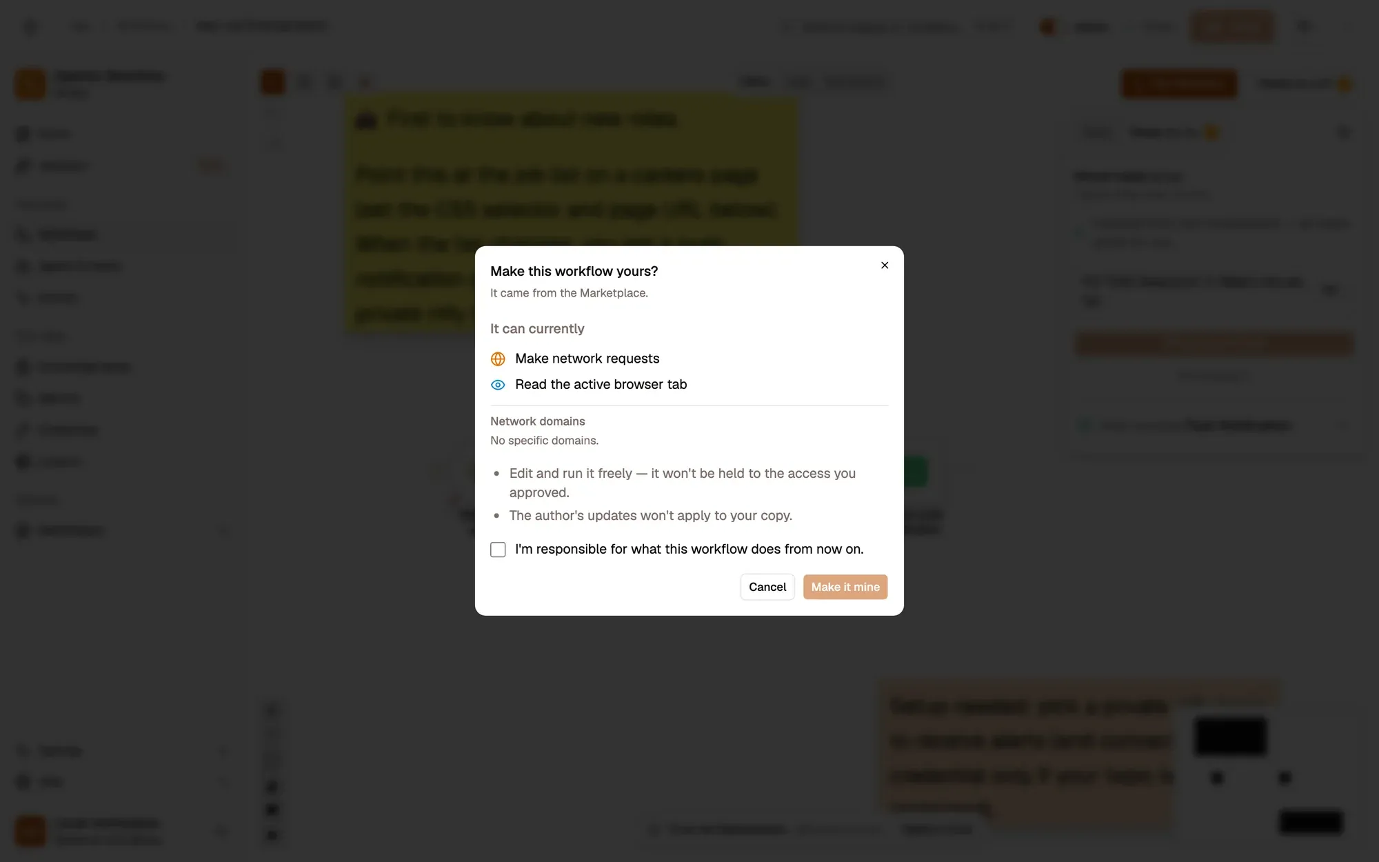 Step 1, close-up of the app: Make it mine, outlined.