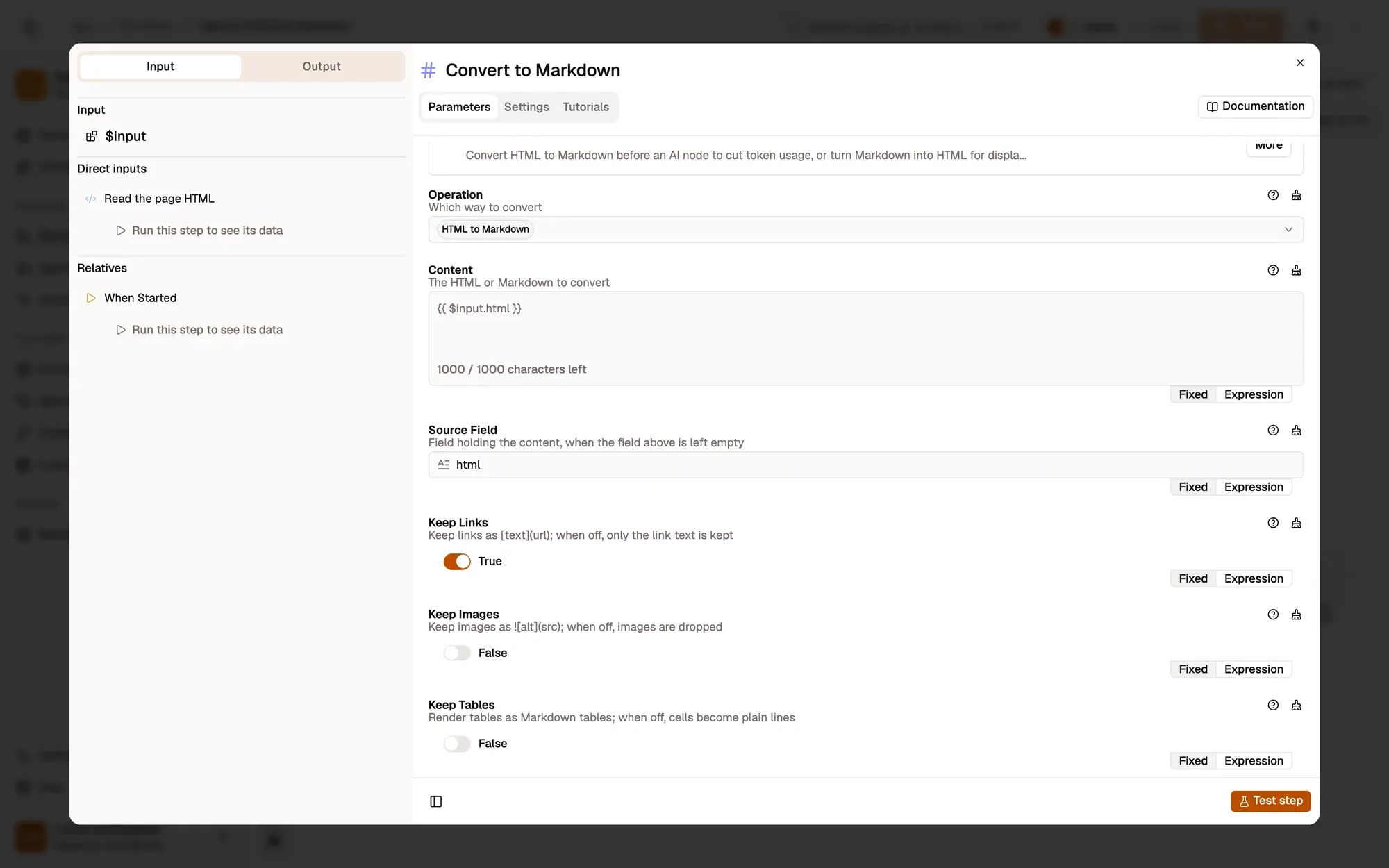 Step 3, close-up of the app: The Keep Images switch, outlined.