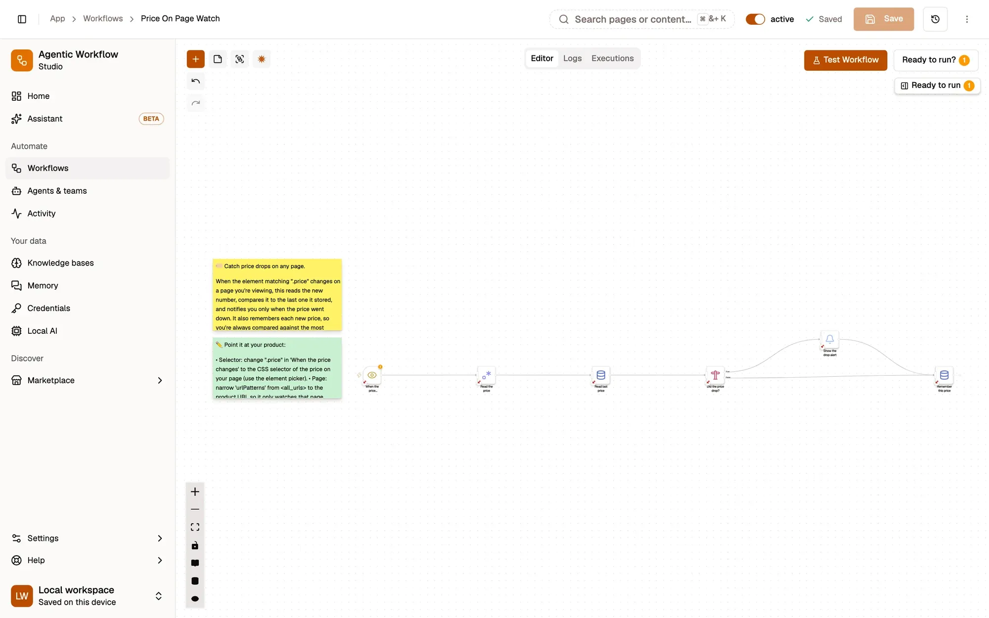 Step 3, close-up of the app: Read last price, outlined.