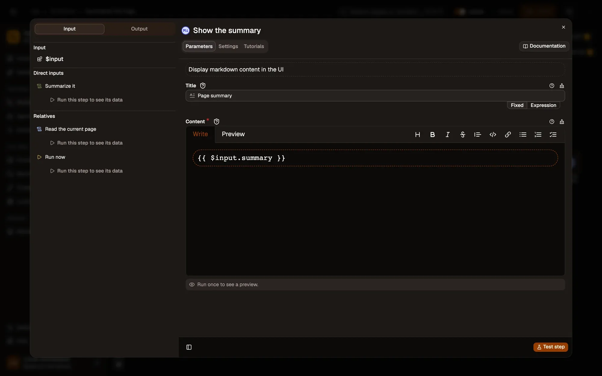 Step 4, close-up of the app: The Title field, outlined.