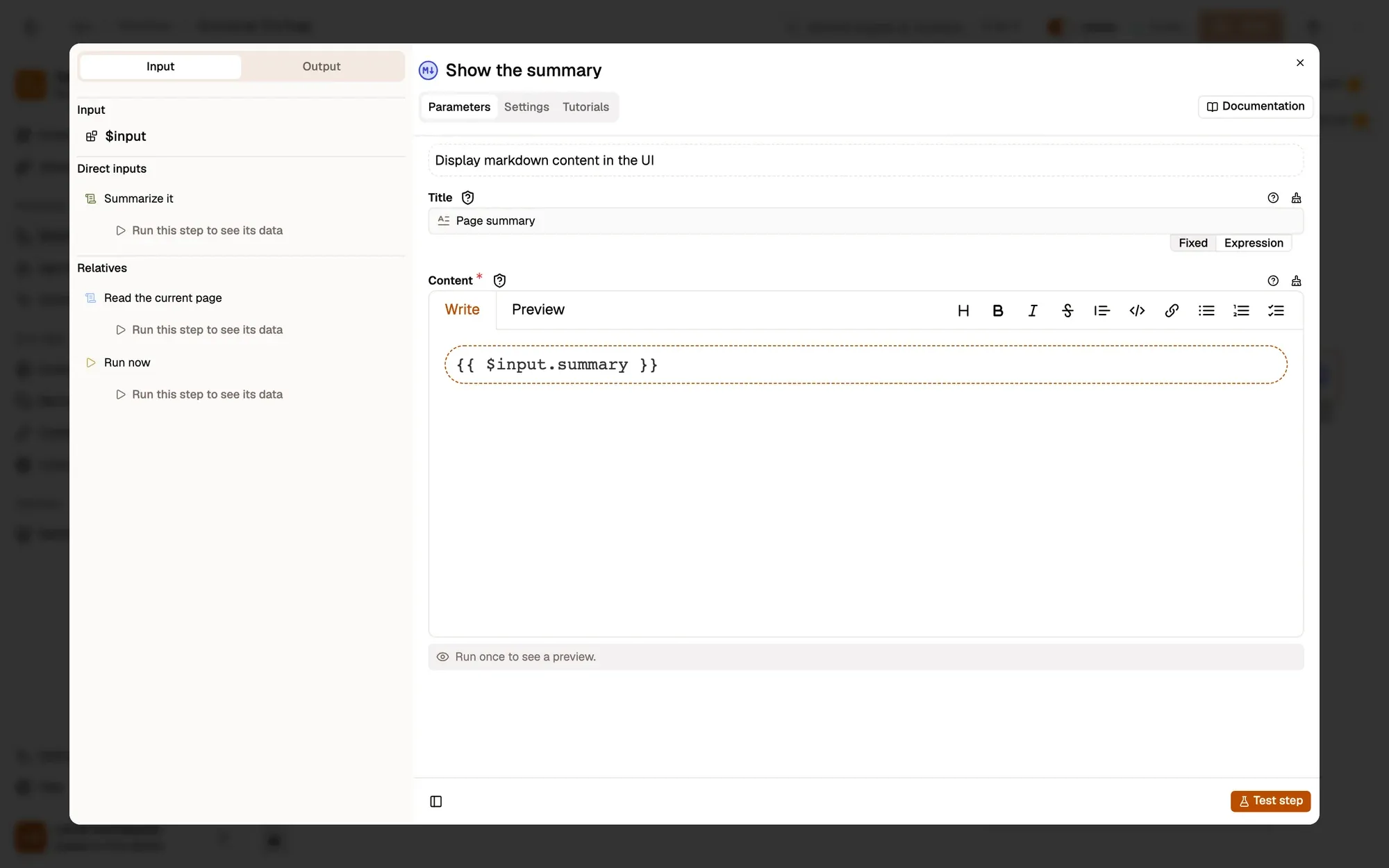 Step 4, close-up of the app: The Title field, outlined.