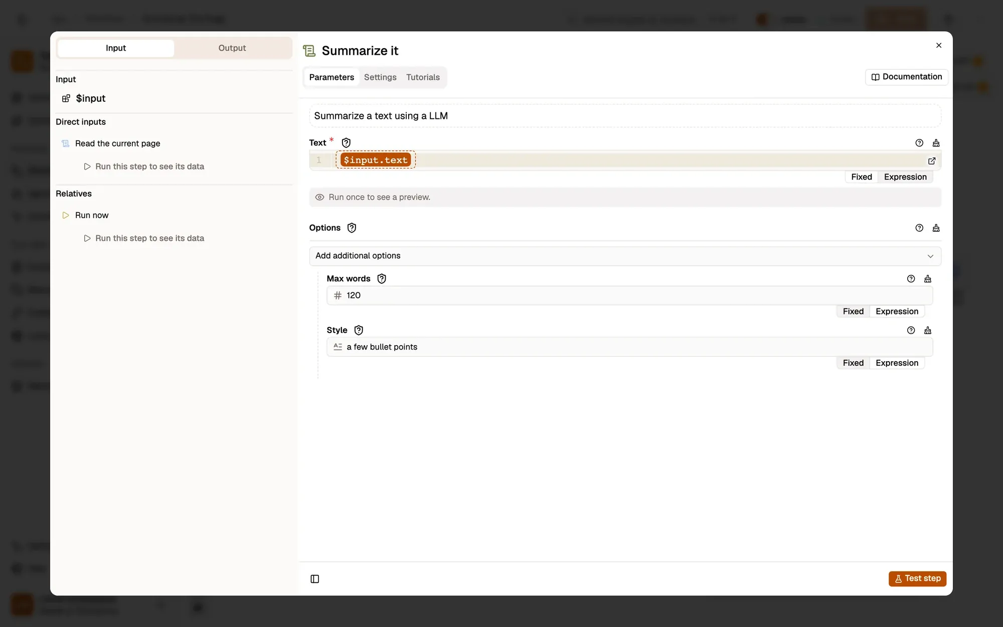 Step 3, close-up of the app: The Max words field, outlined.