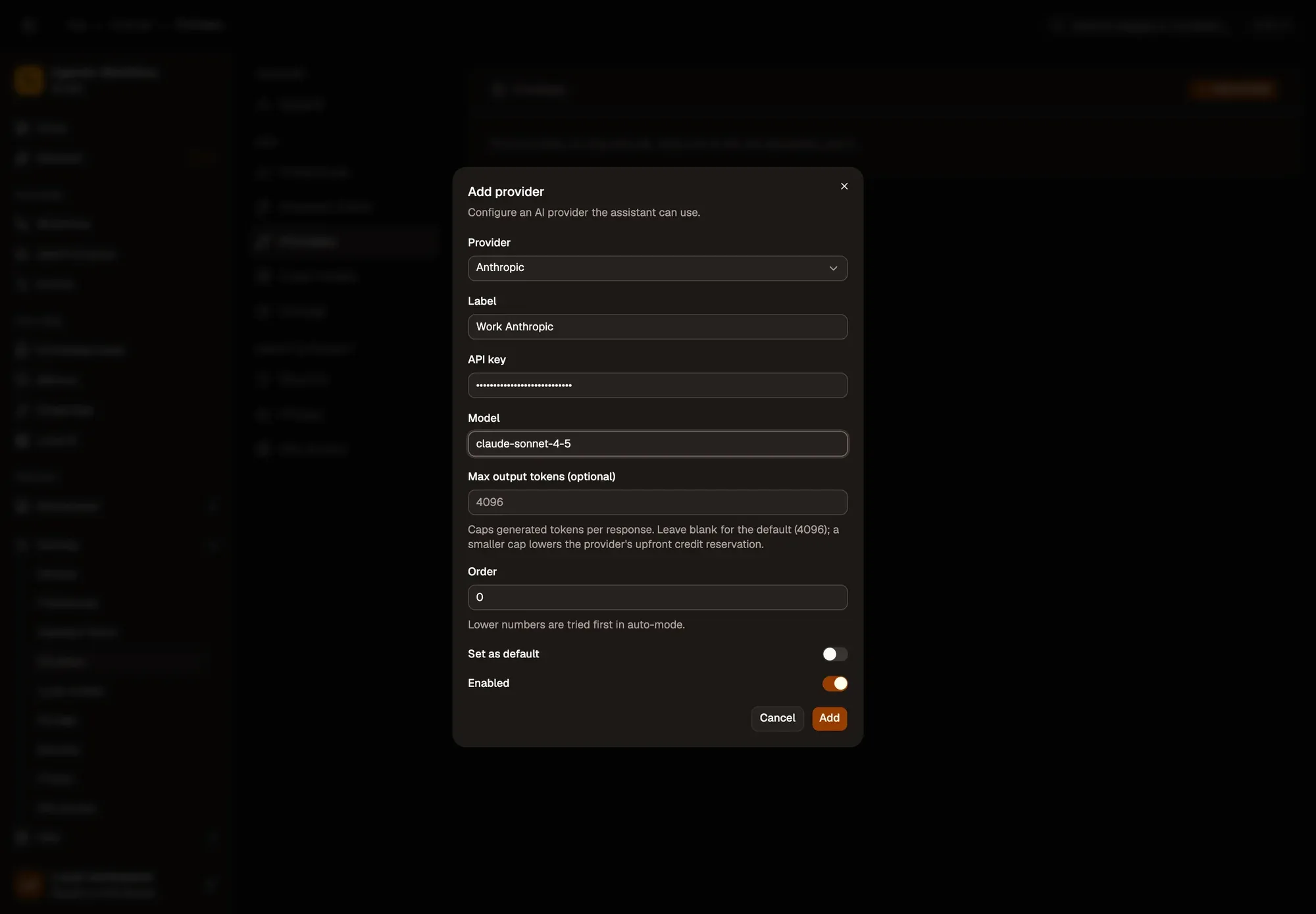 Step 2, close-up of the app: API key, outlined.