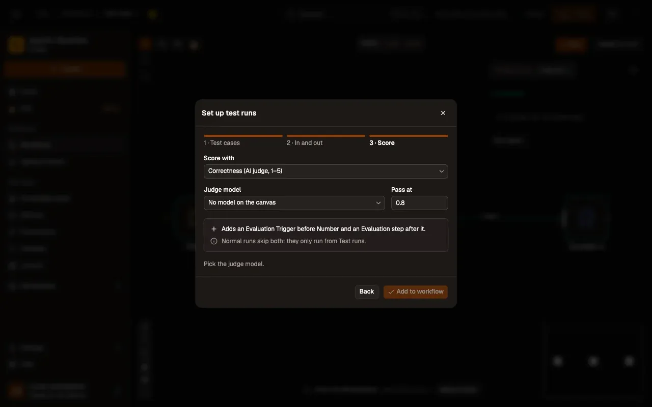 Step 3, close-up of the app: Add to workflow, outlined.