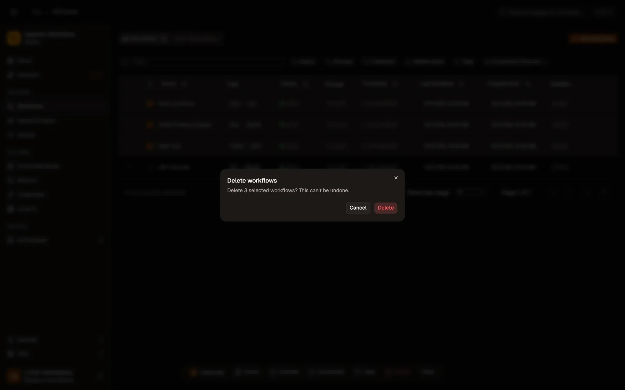 Step 3, close-up of the app: Delete: confirm, outlined.